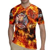 Firefighter Fathers Day Rugby Jersey Dad By Name - Firefighter By Heart