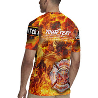 Firefighter Fathers Day Rugby Jersey Dad By Name - Firefighter By Heart