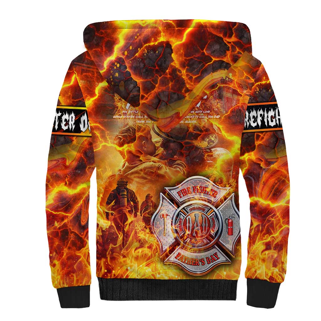 Firefighter Fathers Day Sherpa Hoodie Dad By Name - Firefighter By Heart