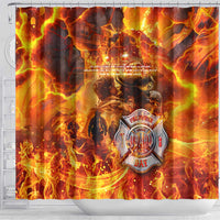 Firefighter Fathers Day Shower Curtain Dad By Name - Firefighter By Heart