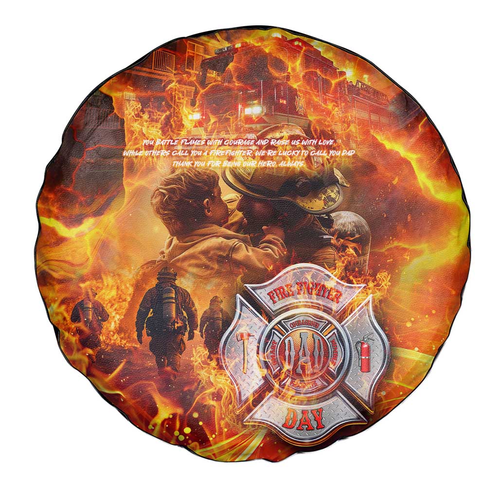 Firefighter Fathers Day Spare Tire Cover Dad By Name - Firefighter By Heart