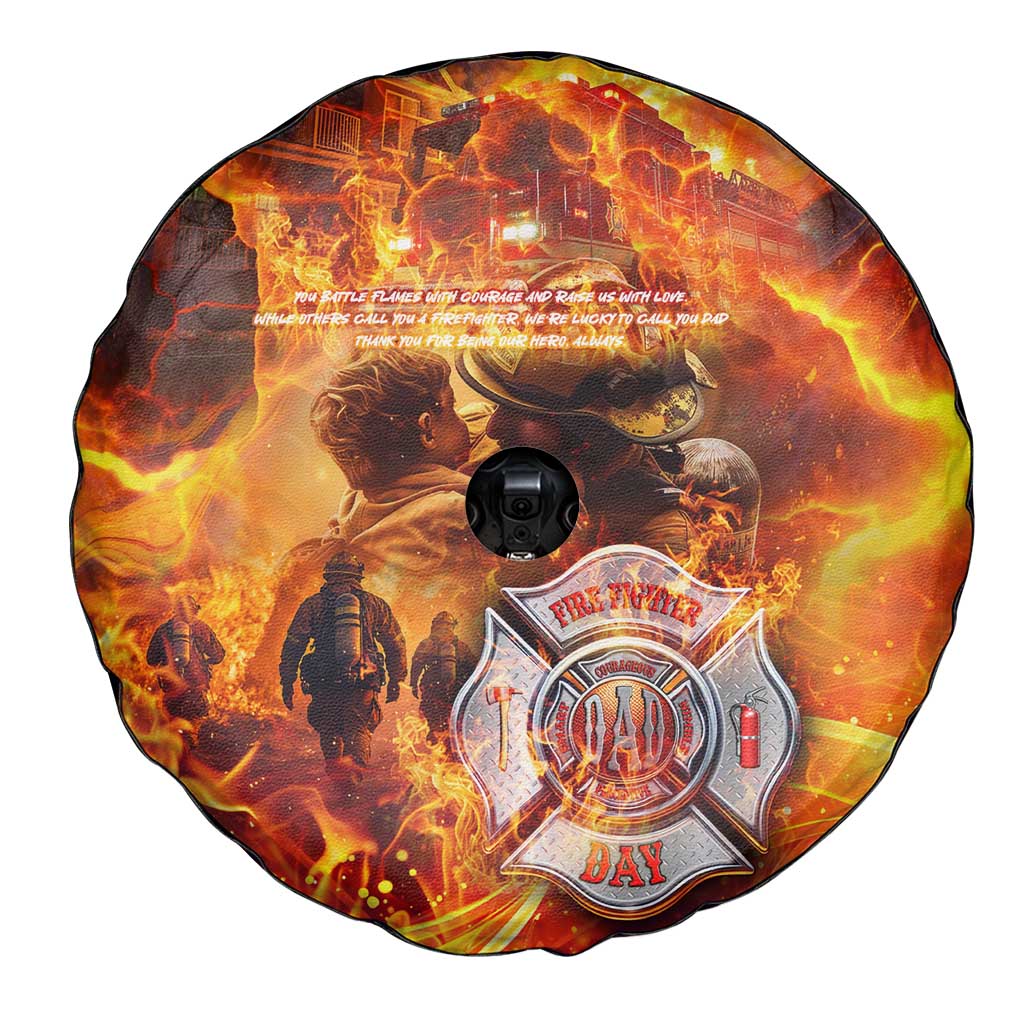 Firefighter Fathers Day Spare Tire Cover Dad By Name - Firefighter By Heart