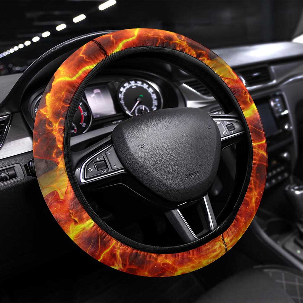 Firefighter Fathers Day Steering Wheel Cover Dad By Name - Firefighter By Heart