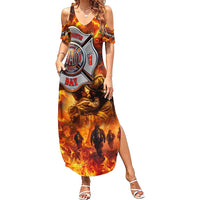 Firefighter Fathers Day Summer Maxi Dress Dad By Name - Firefighter By Heart