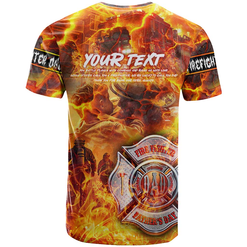 Firefighter Fathers Day T Shirt Dad By Name - Firefighter By Heart