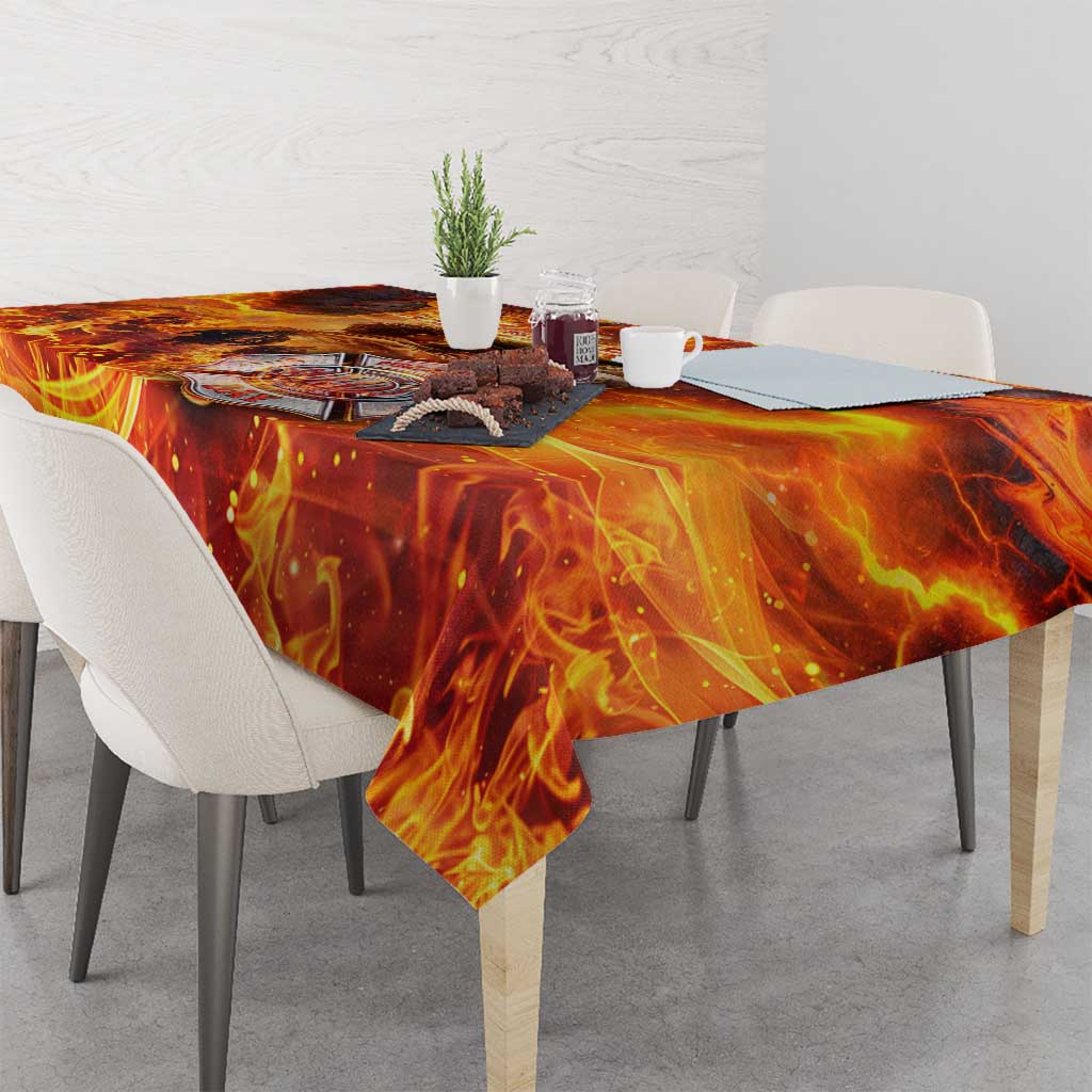 Firefighter Fathers Day Tablecloth Dad By Name - Firefighter By Heart