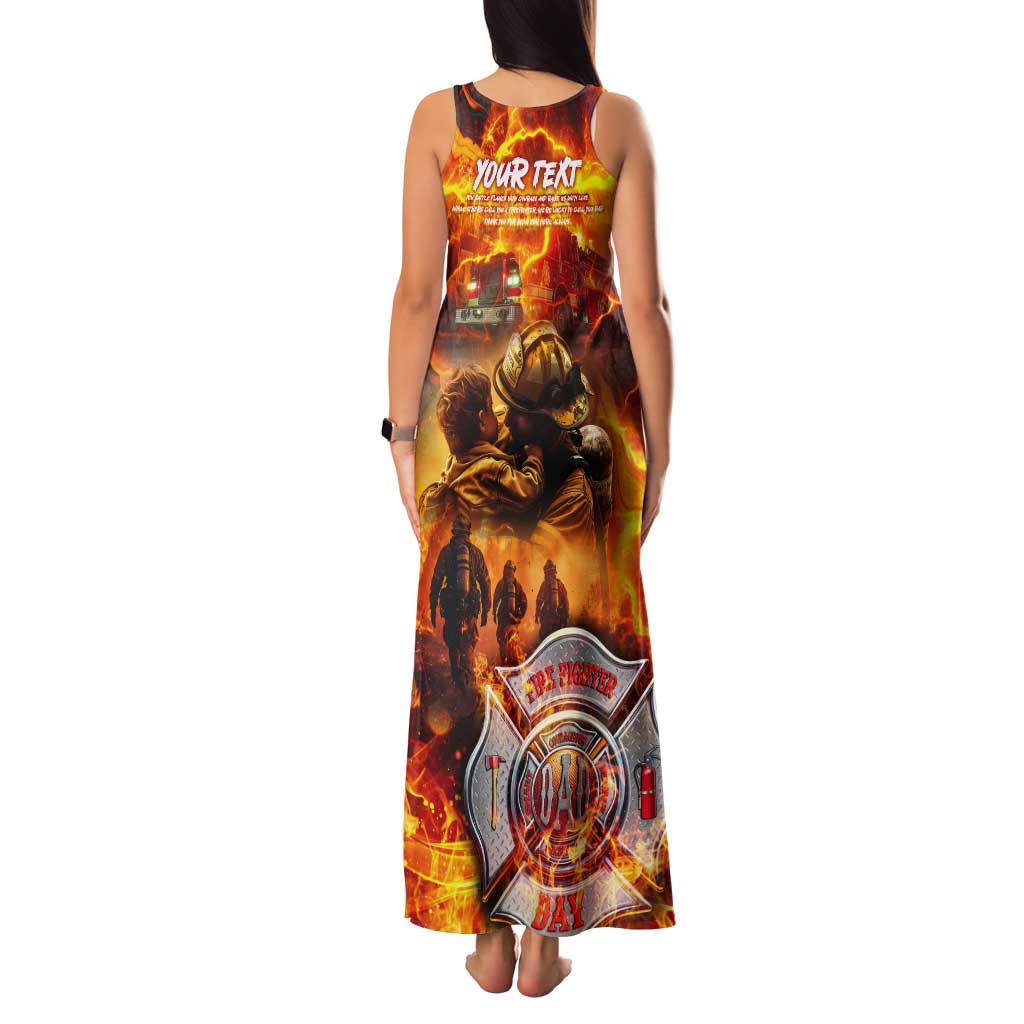 Firefighter Fathers Day Tank Maxi Dress Dad By Name - Firefighter By Heart