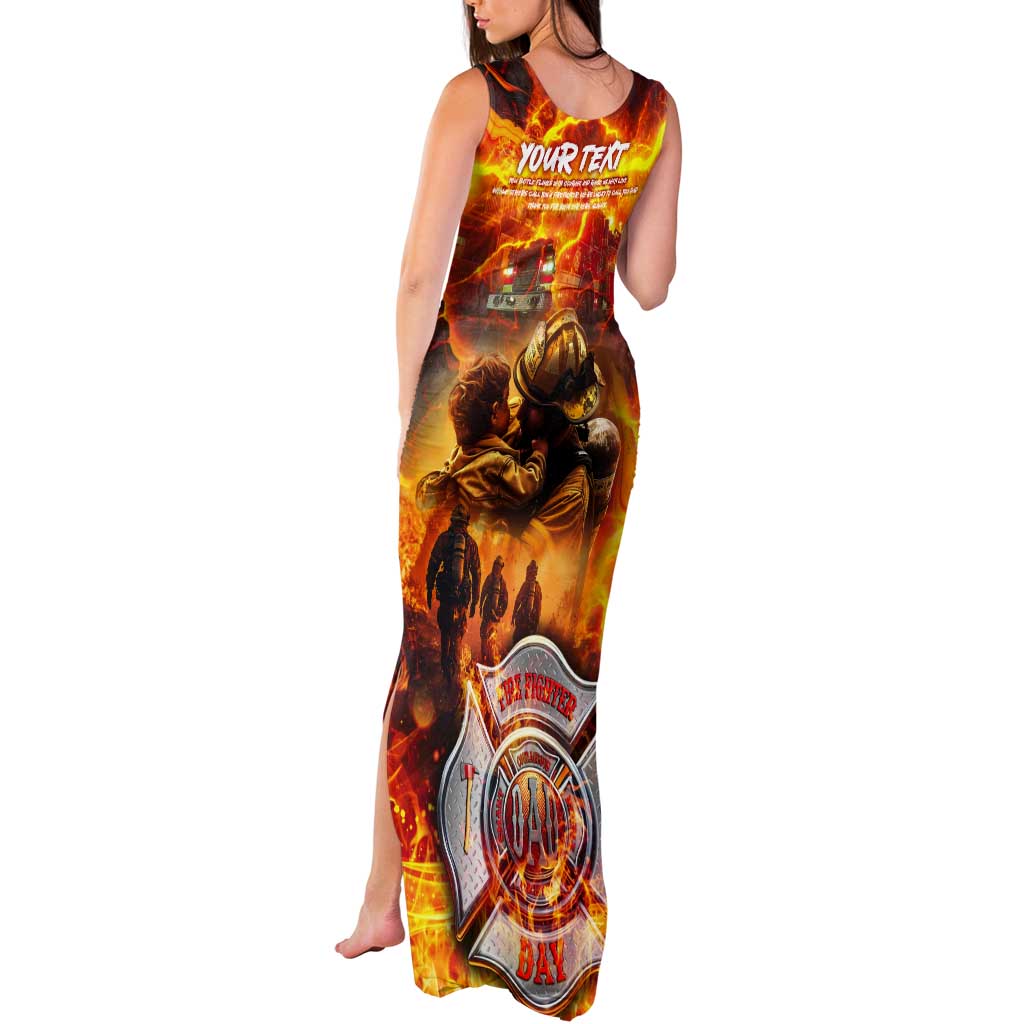 Firefighter Fathers Day Tank Maxi Dress Dad By Name - Firefighter By Heart