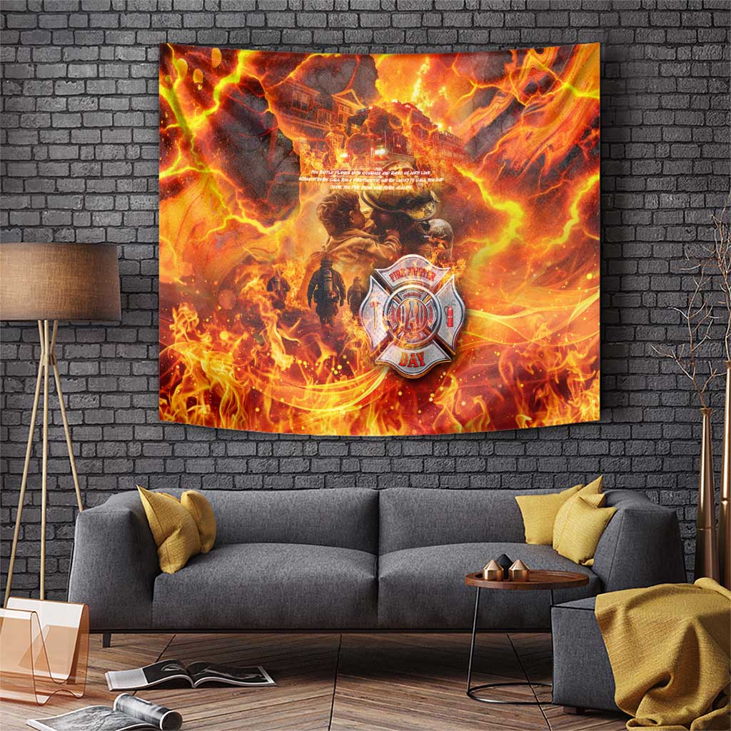 Firefighter Fathers Day Tapestry Dad By Name - Firefighter By Heart