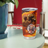 Firefighter Fathers Day Tumbler Cup Dad By Name - Firefighter By Heart
