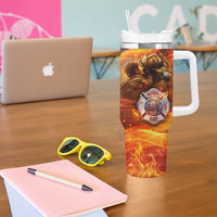 Firefighter Fathers Day Tumbler With Handle Dad By Name - Firefighter By Heart