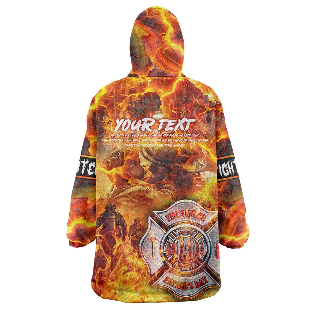 Firefighter Fathers Day Wearable Blanket Hoodie Dad By Name - Firefighter By Heart