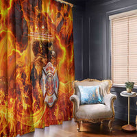 Firefighter Fathers Day Window Curtain Dad By Name - Firefighter By Heart