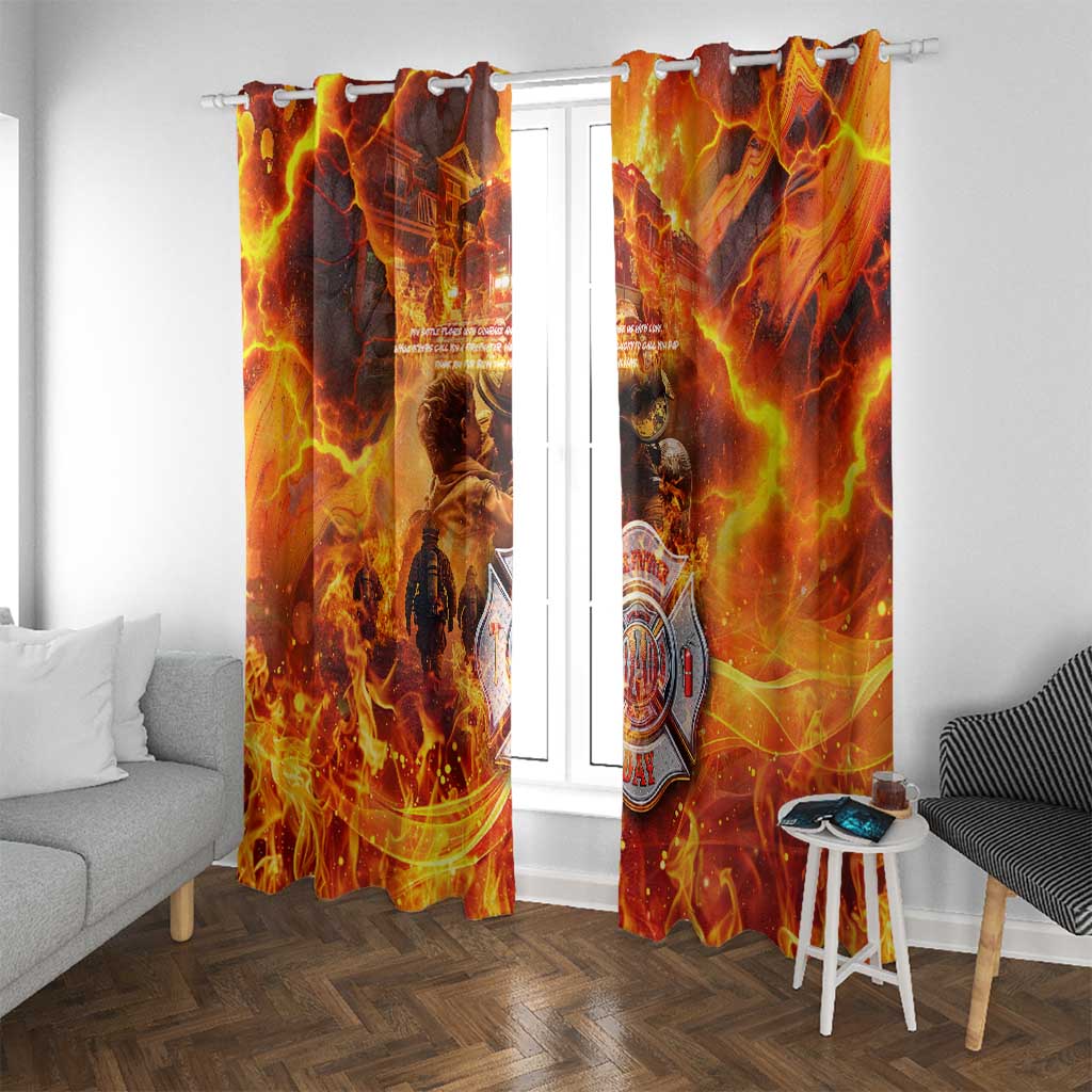 Firefighter Fathers Day Window Curtain Dad By Name - Firefighter By Heart