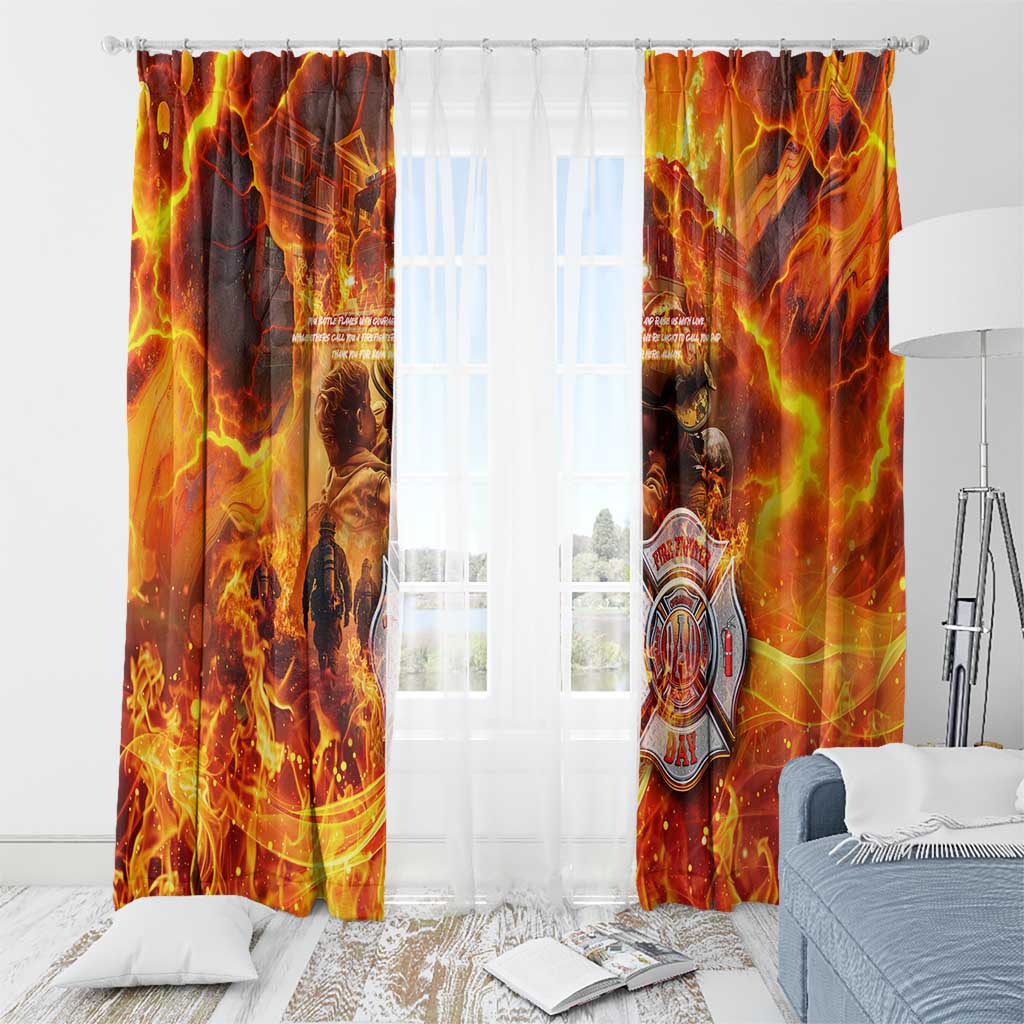 Firefighter Fathers Day Window Curtain Dad By Name - Firefighter By Heart