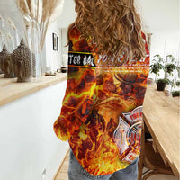 Firefighter Fathers Day Women Casual Shirt Dad By Name - Firefighter By Heart