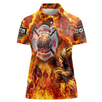 Firefighter Fathers Day Women Polo Shirt Dad By Name - Firefighter By Heart