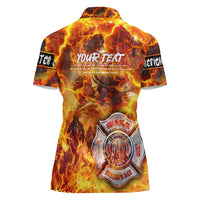 Firefighter Fathers Day Women Polo Shirt Dad By Name - Firefighter By Heart