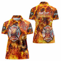 Firefighter Fathers Day Women Polo Shirt Dad By Name - Firefighter By Heart