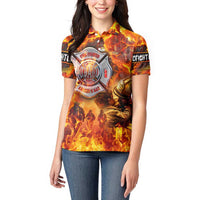Firefighter Fathers Day Women Polo Shirt Dad By Name - Firefighter By Heart