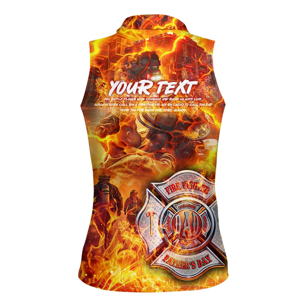 Firefighter Fathers Day Women Sleeveless Polo Shirt Dad By Name - Firefighter By Heart