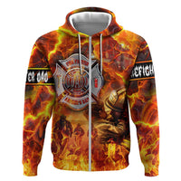 Firefighter Fathers Day Zip Hoodie Dad By Name - Firefighter By Heart