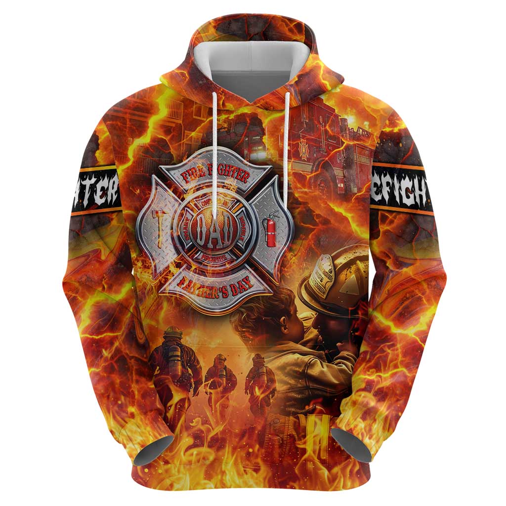 Firefighter Fathers Day Zip Hoodie Dad By Name - Firefighter By Heart