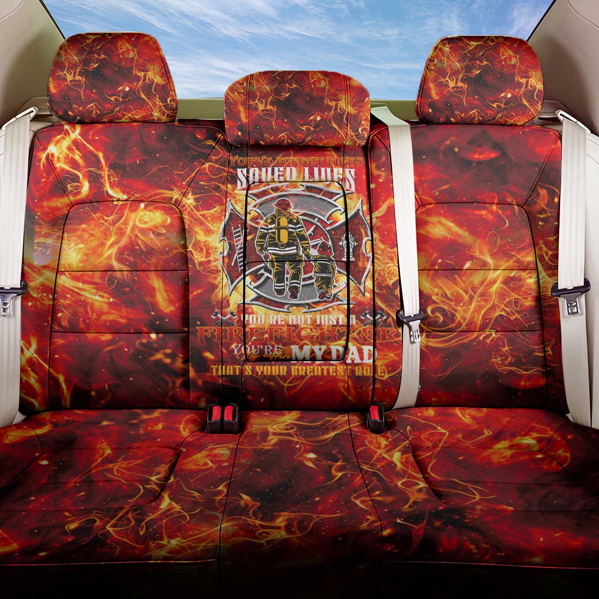 Firefighter Dad Back Car Seat Cover a Hero in the Flames - a Light in Our Lives