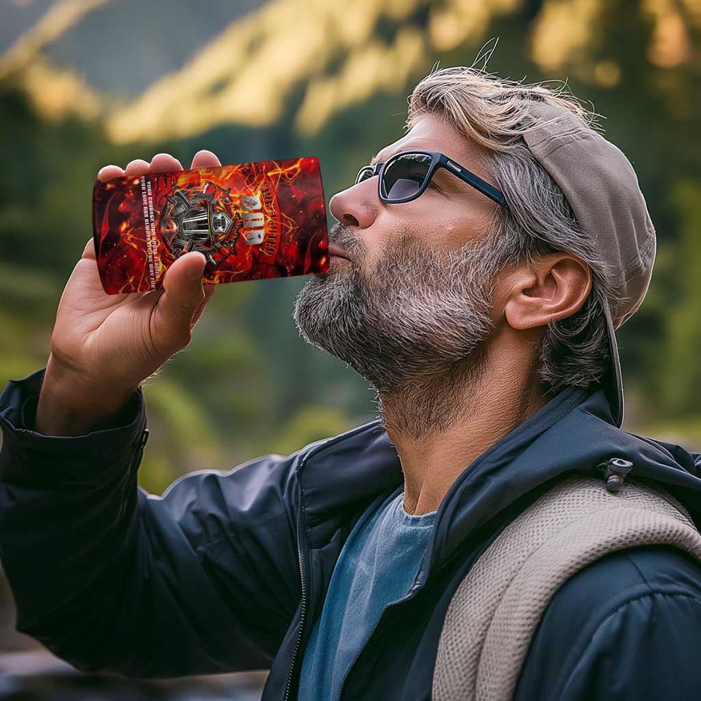 Firefighter Dad 4 in 1 Can Cooler Tumbler a Hero in the Flames - a Light in Our Lives
