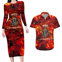 Firefighter Dad Couples Matching Long Sleeve Bodycon Dress and Hawaiian Shirt a Hero in the Flames - a Light in Our Lives
