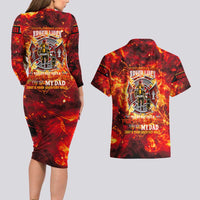 Firefighter Dad Couples Matching Long Sleeve Bodycon Dress and Hawaiian Shirt a Hero in the Flames - a Light in Our Lives