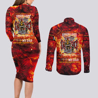 Firefighter Dad Couples Matching Long Sleeve Bodycon Dress and Long Sleeve Button Shirt a Hero in the Flames - a Light in Our Lives