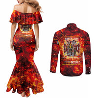 Firefighter Dad Couples Matching Mermaid Dress and Long Sleeve Button Shirt a Hero in the Flames - a Light in Our Lives
