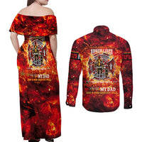 Firefighter Dad Couples Matching Off Shoulder Maxi Dress and Long Sleeve Button Shirt a Hero in the Flames - a Light in Our Lives