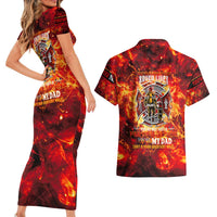 Firefighter Dad Couples Matching Short Sleeve Bodycon Dress and Hawaiian Shirt a Hero in the Flames - a Light in Our Lives
