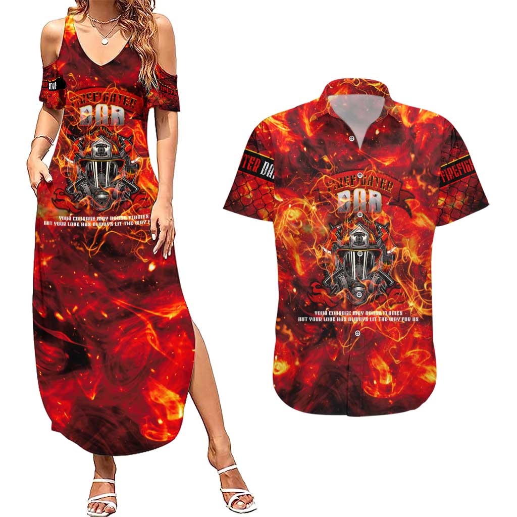 Firefighter Dad Couples Matching Summer Maxi Dress and Hawaiian Shirt a Hero in the Flames - a Light in Our Lives