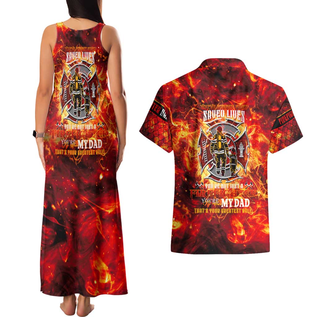Firefighter Dad Couples Matching Tank Maxi Dress and Hawaiian Shirt a Hero in the Flames - a Light in Our Lives