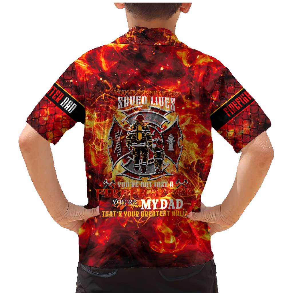 Firefighter Dad Family Matching Mermaid Dress and Hawaiian Shirt a Hero in the Flames - a Light in Our Lives