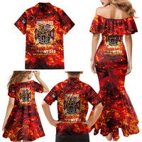 Firefighter Dad Family Matching Mermaid Dress and Hawaiian Shirt a Hero in the Flames - a Light in Our Lives