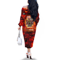 Firefighter Dad Family Matching Off The Shoulder Long Sleeve Dress and Hawaiian Shirt a Hero in the Flames - a Light in Our Lives