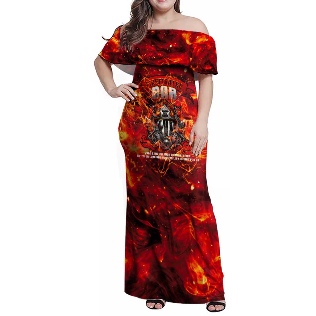Firefighter Dad Family Matching Off Shoulder Maxi Dress and Hawaiian Shirt a Hero in the Flames - a Light in Our Lives