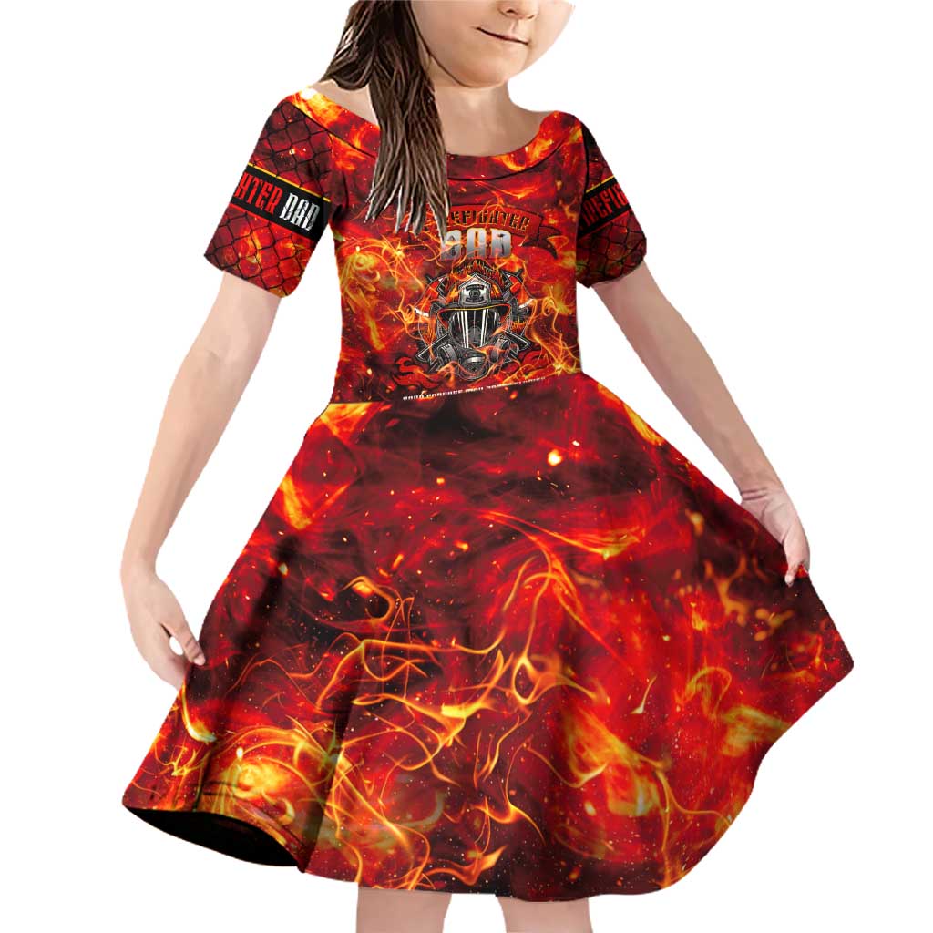 Firefighter Dad Family Matching Off Shoulder Short Dress and Hawaiian Shirt a Hero in the Flames - a Light in Our Lives