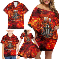 Firefighter Dad Family Matching Off Shoulder Short Dress and Hawaiian Shirt a Hero in the Flames - a Light in Our Lives