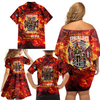 Firefighter Dad Family Matching Off Shoulder Short Dress and Hawaiian Shirt a Hero in the Flames - a Light in Our Lives