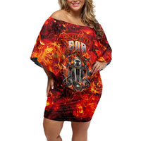 Firefighter Dad Family Matching Off Shoulder Short Dress and Hawaiian Shirt a Hero in the Flames - a Light in Our Lives