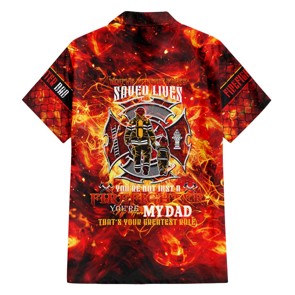 Firefighter Dad Family Matching Puletasi and Hawaiian Shirt a Hero in the Flames - a Light in Our Lives