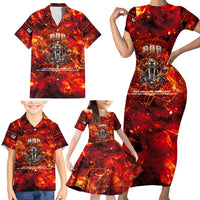Firefighter Dad Family Matching Short Sleeve Bodycon Dress and Hawaiian Shirt a Hero in the Flames - a Light in Our Lives