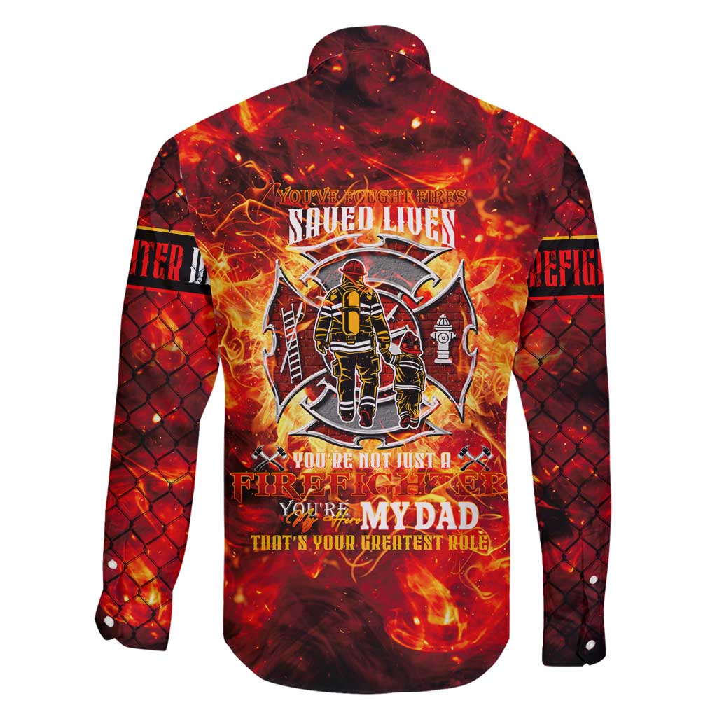 Firefighter Dad Family Matching Short Sleeve Bodycon Dress and Hawaiian Shirt a Hero in the Flames - a Light in Our Lives