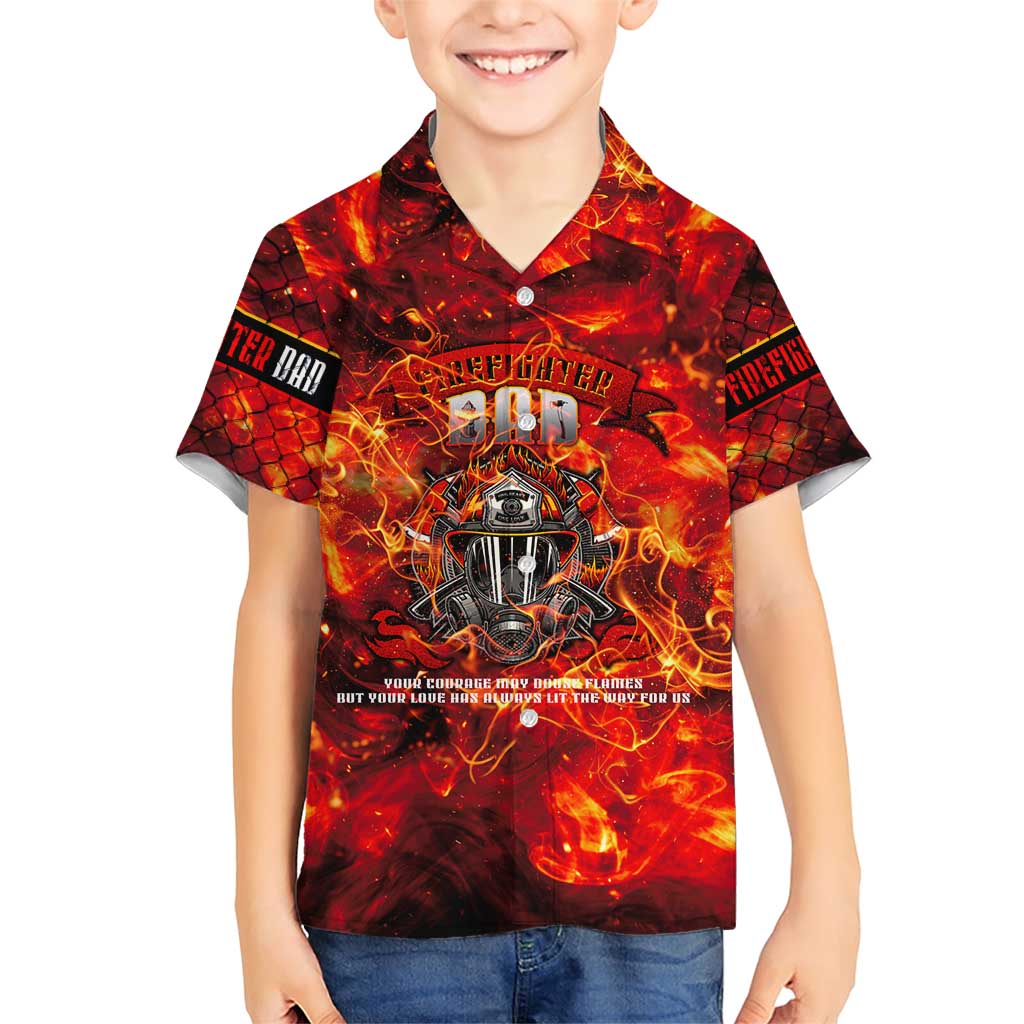 Firefighter Dad Family Matching Short Sleeve Bodycon Dress and Hawaiian Shirt a Hero in the Flames - a Light in Our Lives