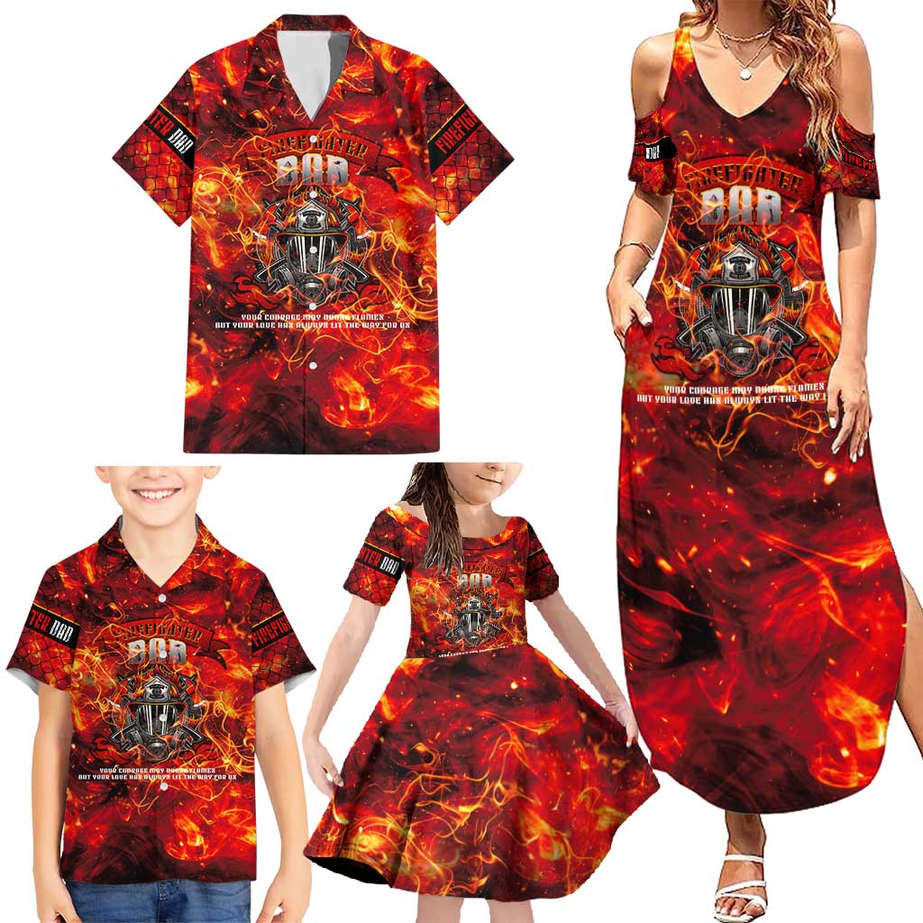 Firefighter Dad Family Matching Summer Maxi Dress and Hawaiian Shirt a Hero in the Flames - a Light in Our Lives